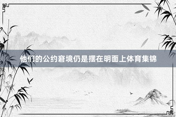 他们的公约窘境仍是摆在明面上体育集锦