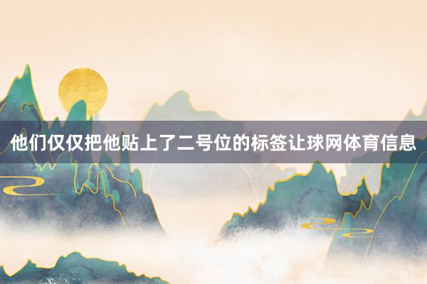 他们仅仅把他贴上了二号位的标签让球网体育信息