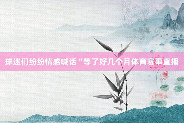 球迷们纷纷情感喊话“等了好几个月体育赛事直播