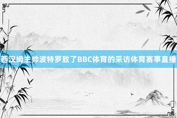 西汉姆主帅波特罗致了BBC体育的采访体育赛事直播