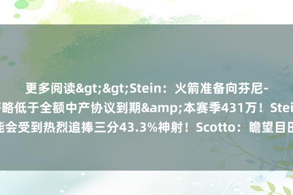 更多阅读>>Stein：火箭准备向芬尼-史姑娘开出四年协议 年薪略低于全额中产协议到期&本赛季431万！Stein：亚历山大-沃克可能会受到热烈追捧三分43.3%神射！Scotto：瞻望目田球员肯纳德将不会回顾灰熊    体育赛事直播